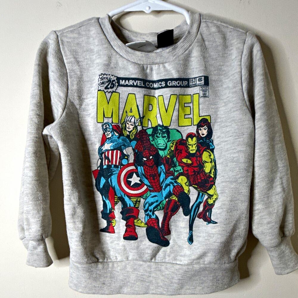 Kids Marvel comic Group Retro graphic crewneck sweatshirt, Heather gray